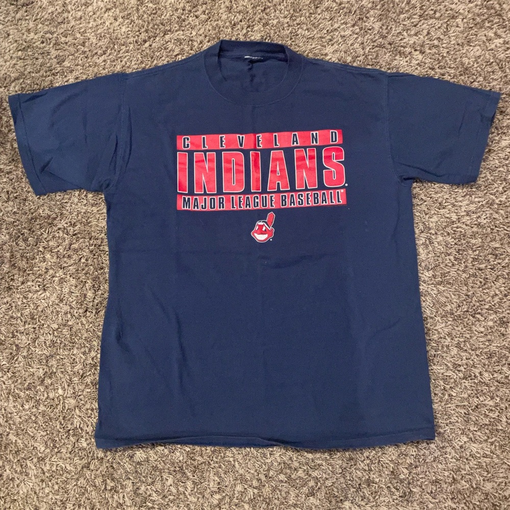 Y2K Cleveland Indians Mens Shirt Navy Red 2006 Logo MLB Ohio Size XL